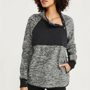Abercrombie & Fitch Asymmetrical Snap Up Fleece Medium grey/black